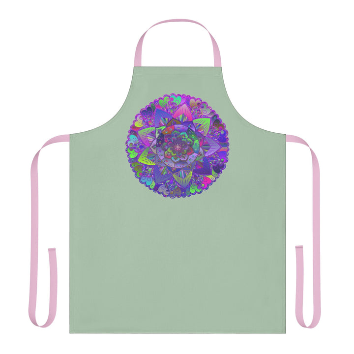 Sage Green Mandala Apron - Intricate Art All Over Prints - Blululi