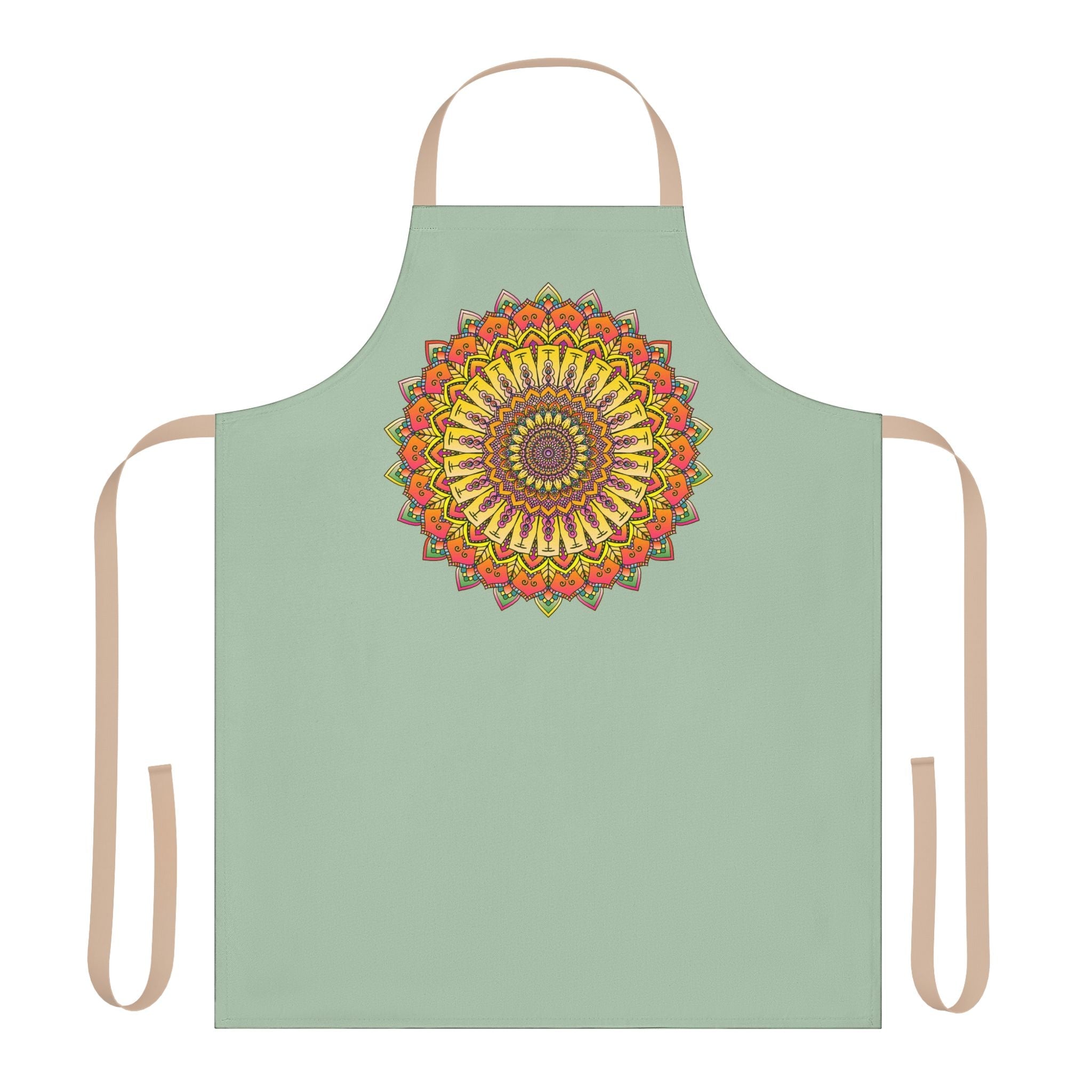 Sage Green Mandala Apron - Intricate Art All Over Prints - Blululi