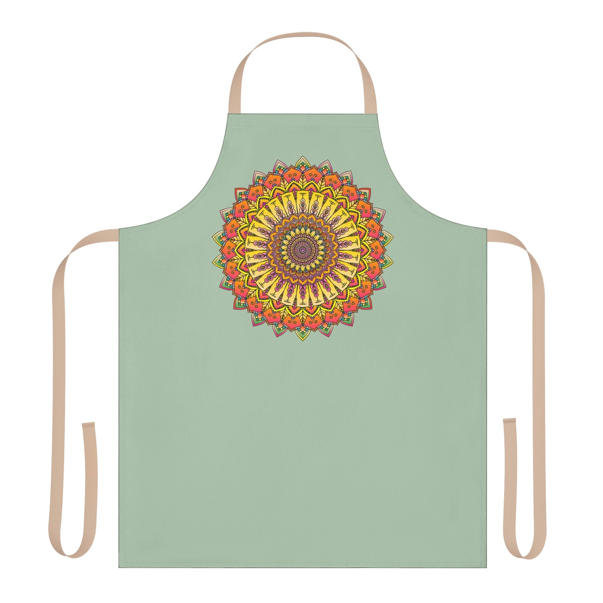 Sage Green Mandala Apron - Intricate Art All Over Prints - Blululi