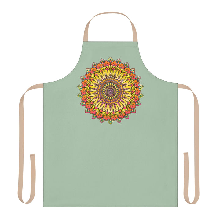 Sage Green Mandala Apron - Intricate Art All Over Prints - Blululi