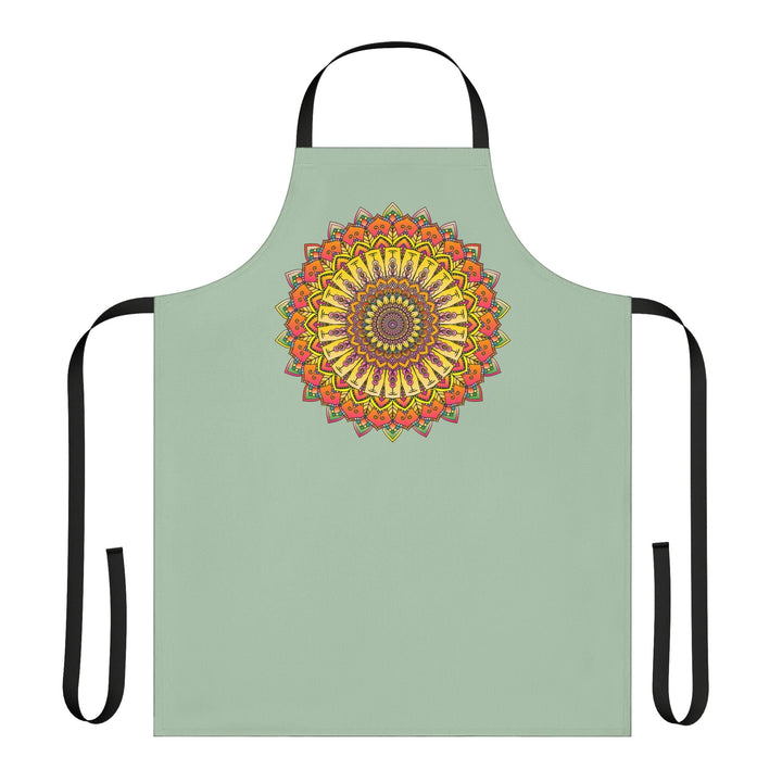 Sage Green Mandala Apron - Intricate Art All Over Prints - Blululi