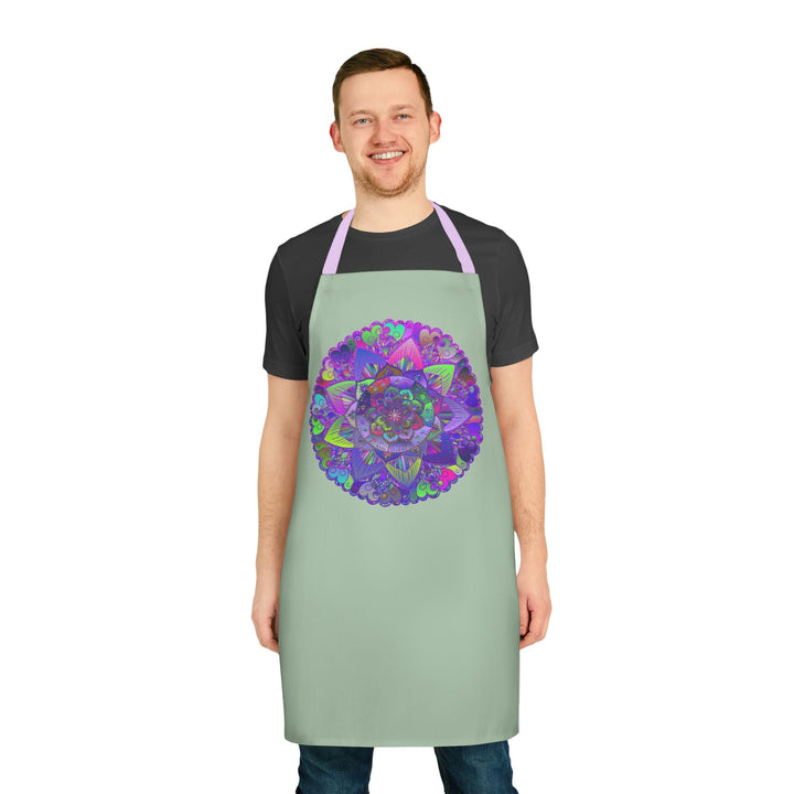 Sage Green Mandala Apron - Intricate Art All Over Prints - Blululi