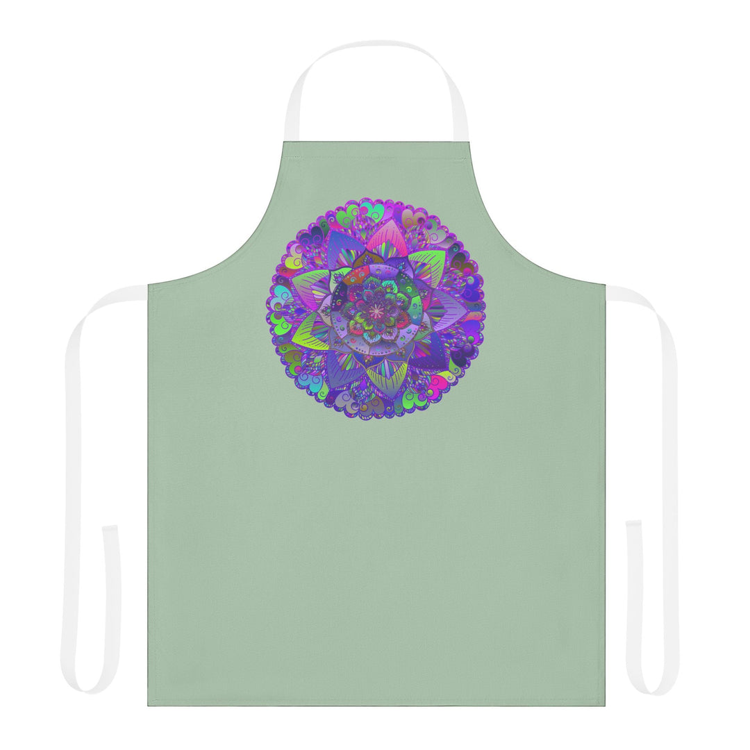 Sage Green Mandala Apron - Intricate Art All Over Prints - Blululi