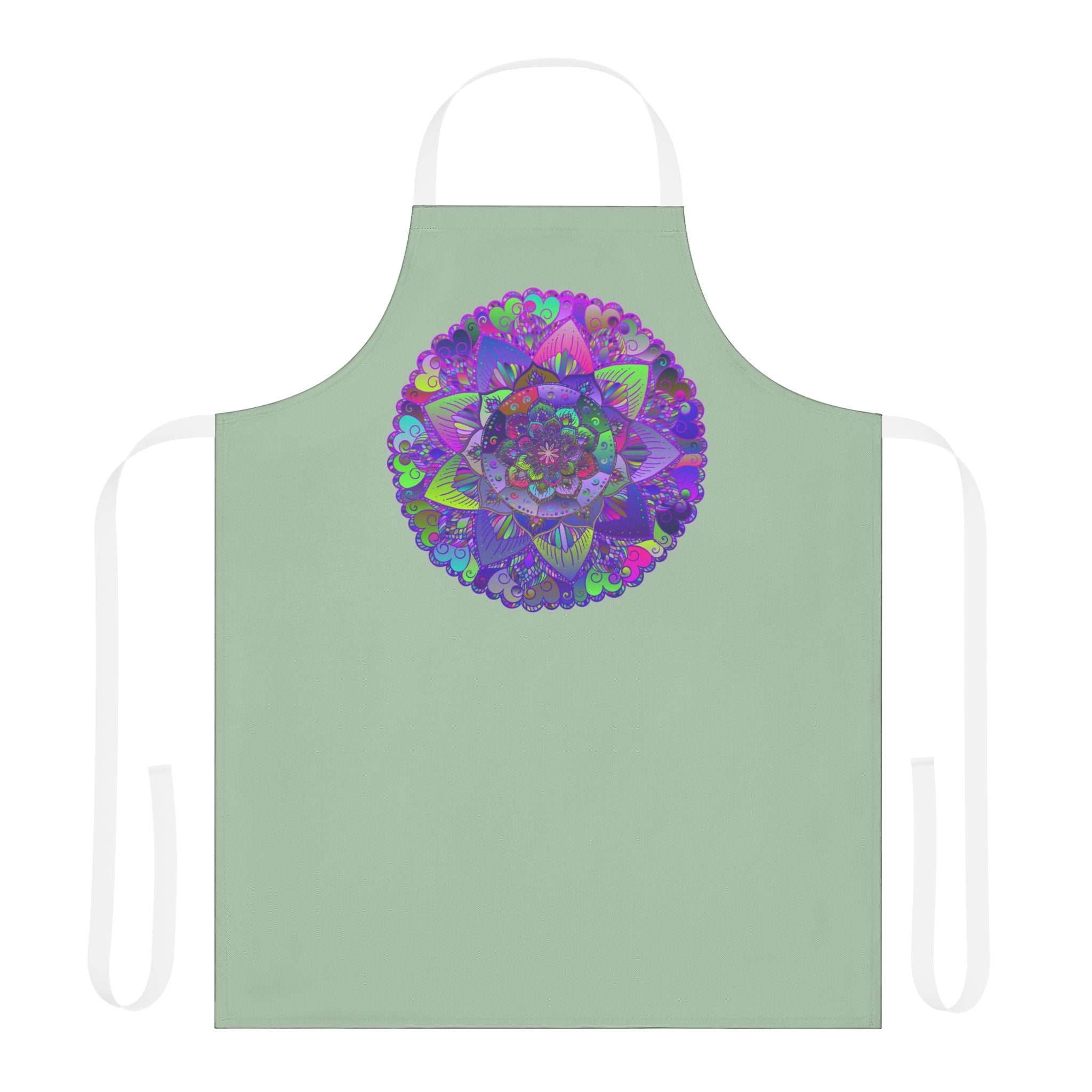 Sage Green Mandala Apron - Intricate Art All Over Prints - Blululi