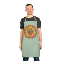 Sage Green Mandala Apron - Intricate Art All Over Prints - Blululi