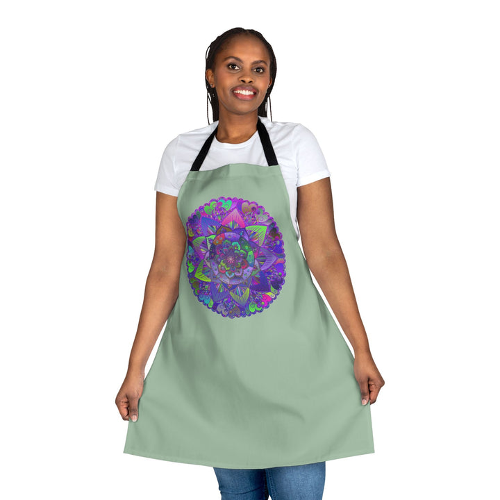 Sage Green Mandala Apron - Intricate Art All Over Prints - Blululi