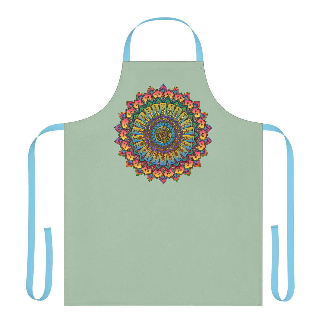 Sage Green Mandala Apron - Intricate Hand - Drawn Art All Over Prints - Blululi