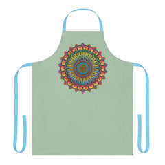 Sage Green Mandala Apron - Intricate Hand - Drawn Art All Over Prints - Blululi