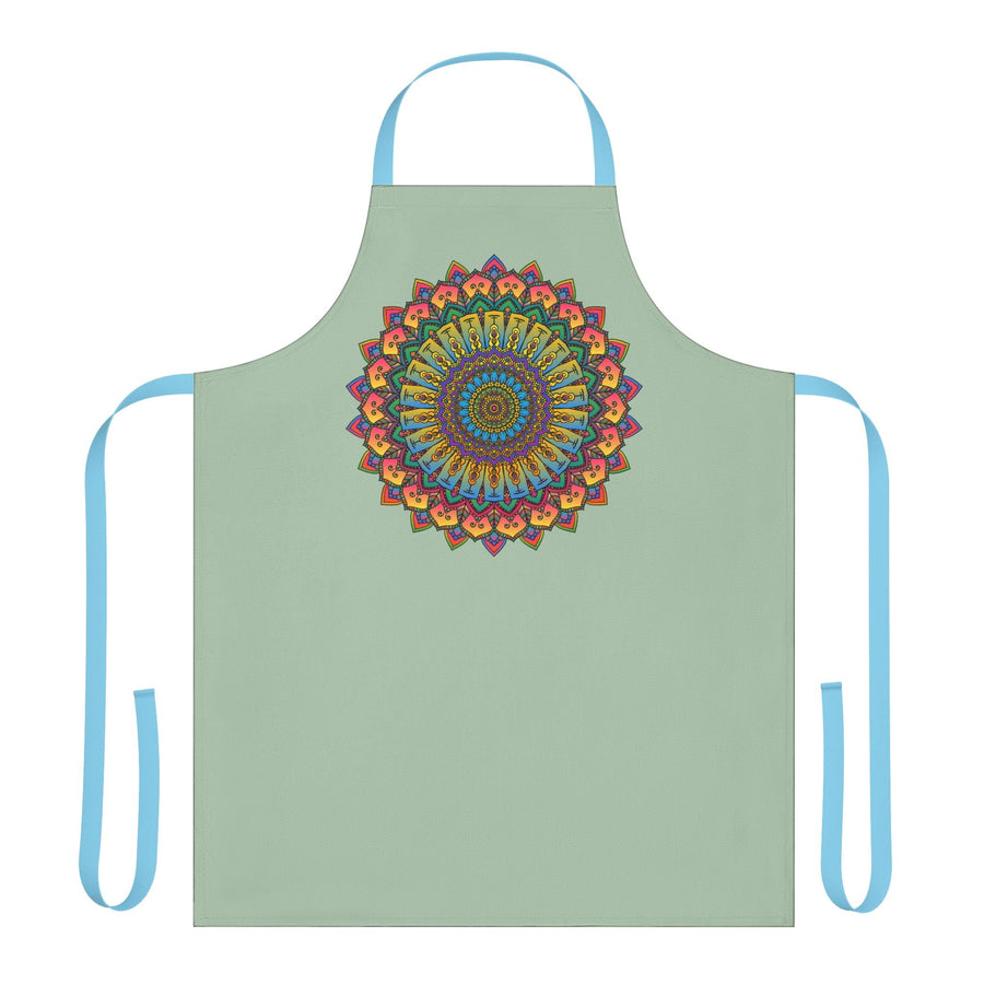 Sage Green Mandala Apron - Intricate Hand - Drawn Art All Over Prints - Blululi