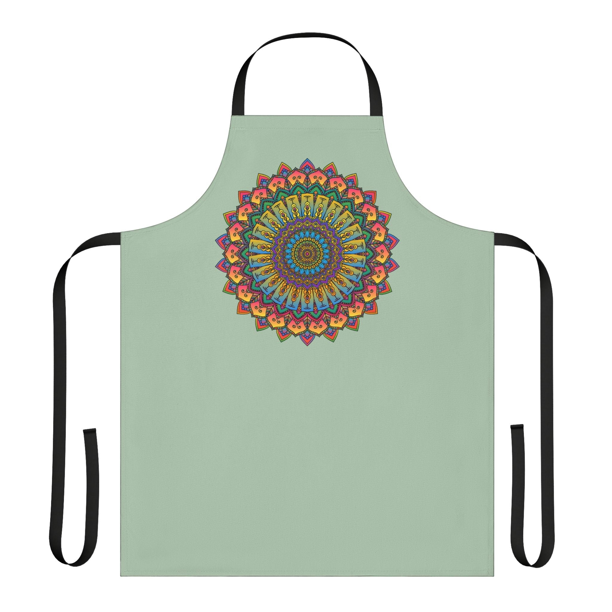 Sage Green Mandala Apron - Intricate Hand - Drawn Art All Over Prints - Blululi