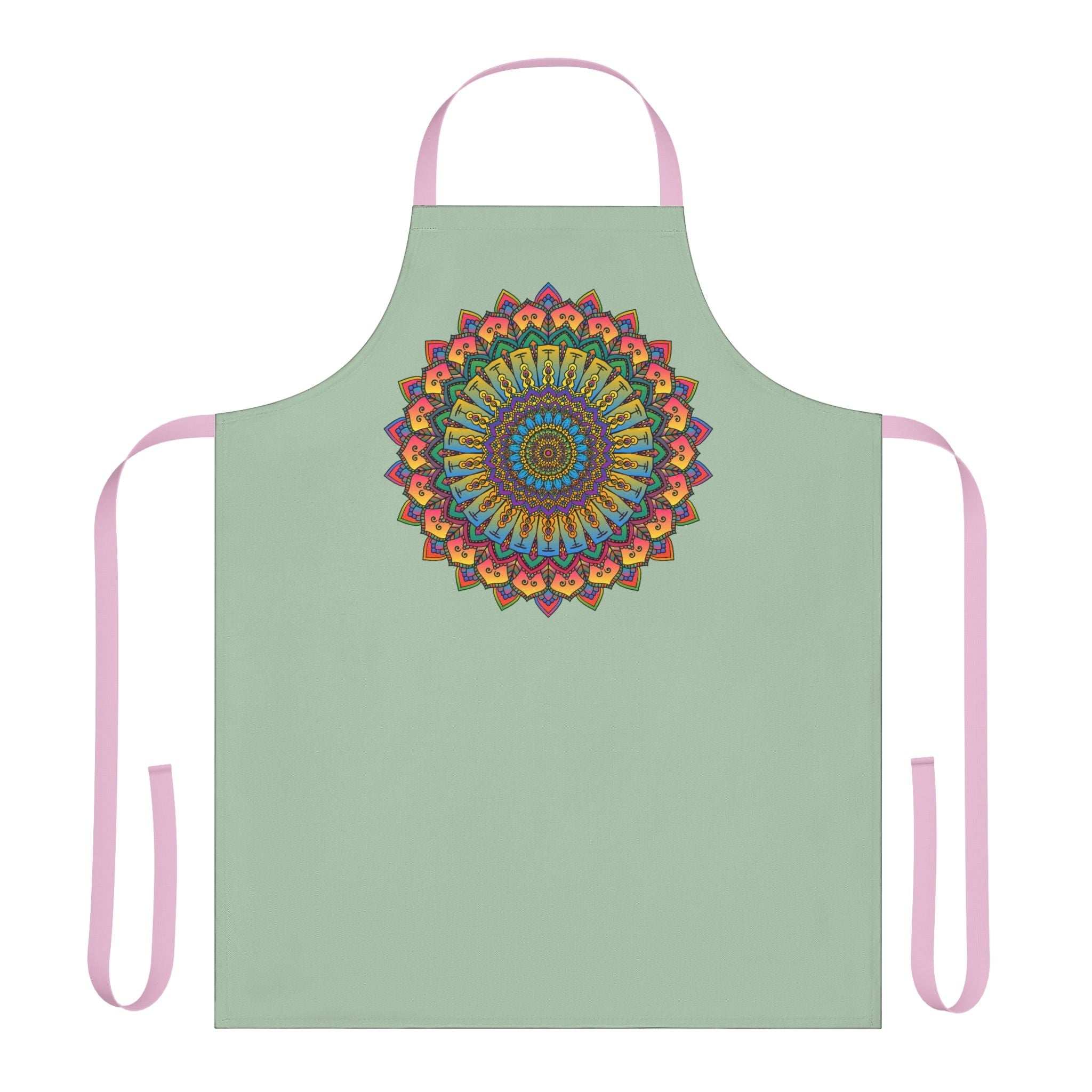 Sage Green Mandala Apron - Intricate Hand - Drawn Art All Over Prints - Blululi