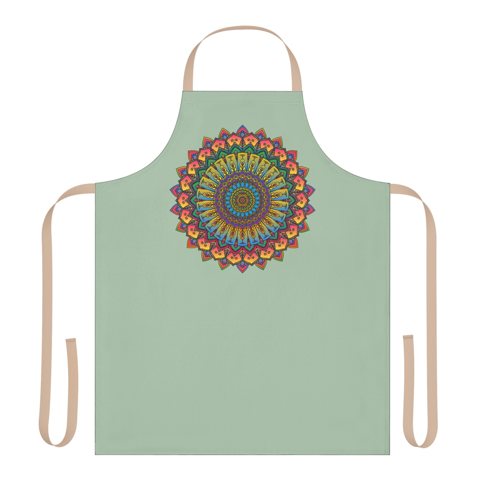 Sage Green Mandala Apron - Intricate Hand - Drawn Art All Over Prints - Blululi