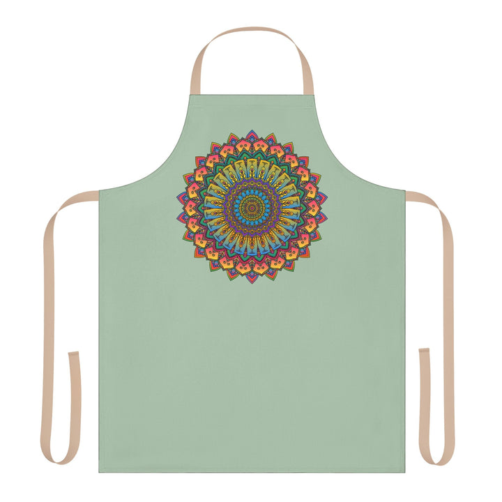 Sage Green Mandala Apron - Intricate Hand - Drawn Art All Over Prints - Blululi