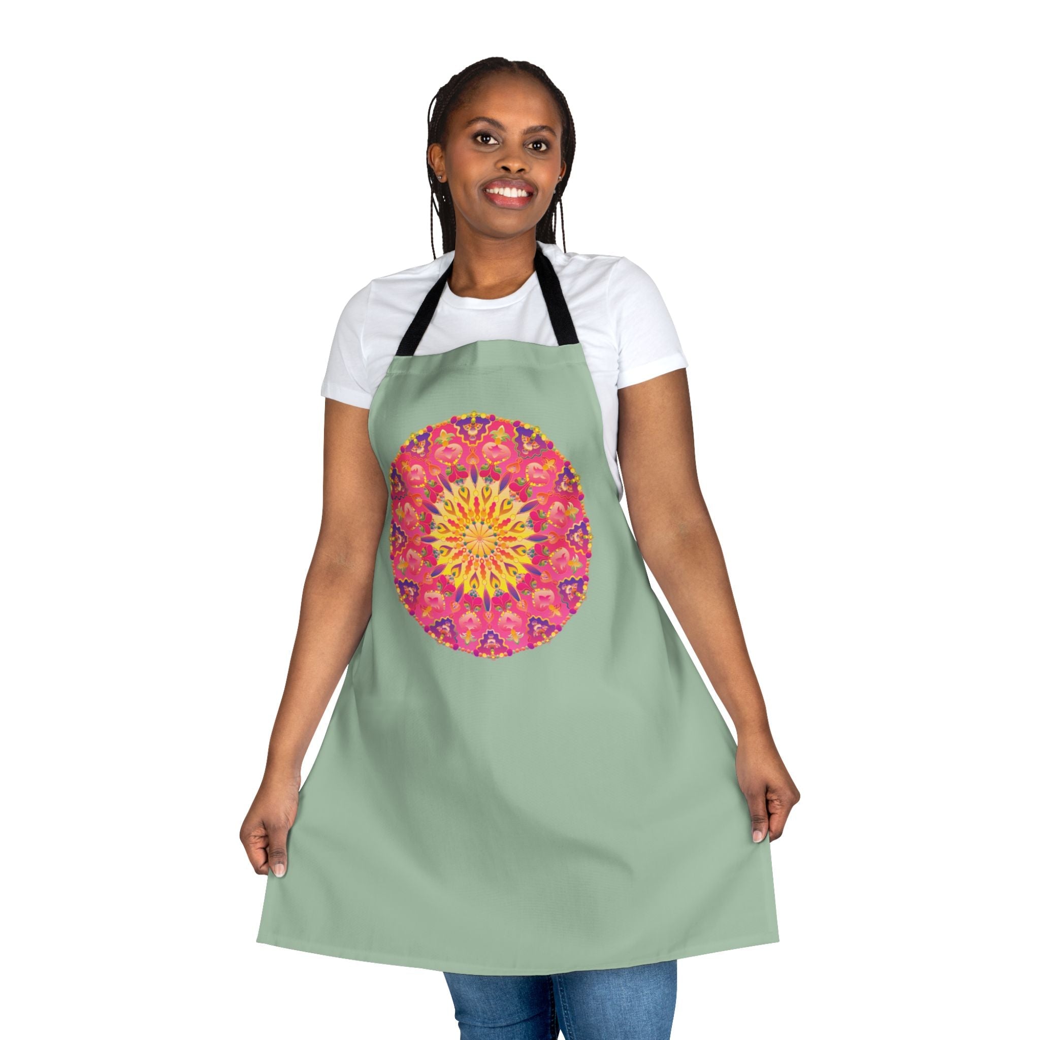 Sage Green Mandala Apron - Kitchen Art All Over Prints - Blululi