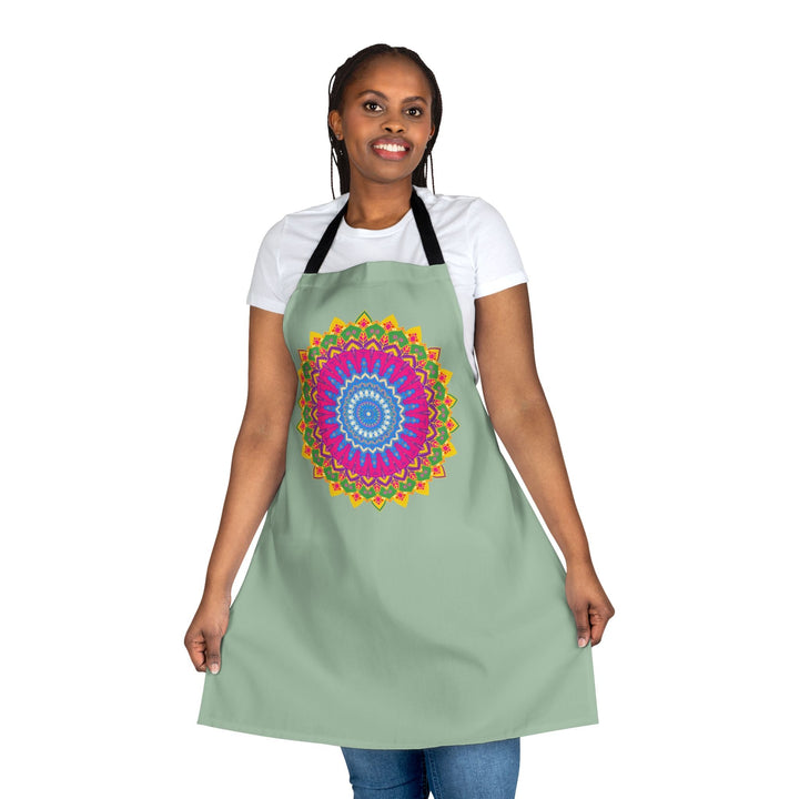 Sage Green Mandala Apron - Kitchen Art All Over Prints - Blululi