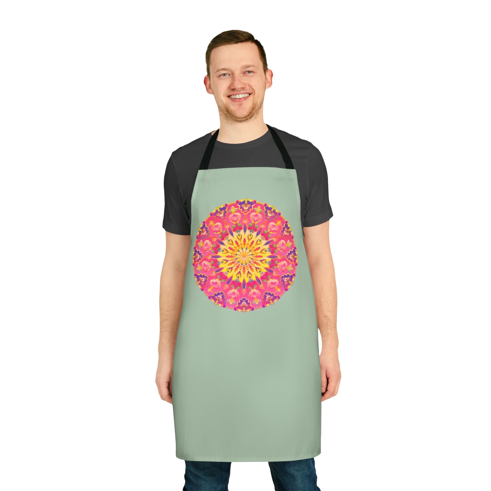 Sage Green Mandala Apron - Kitchen Art All Over Prints - Blululi