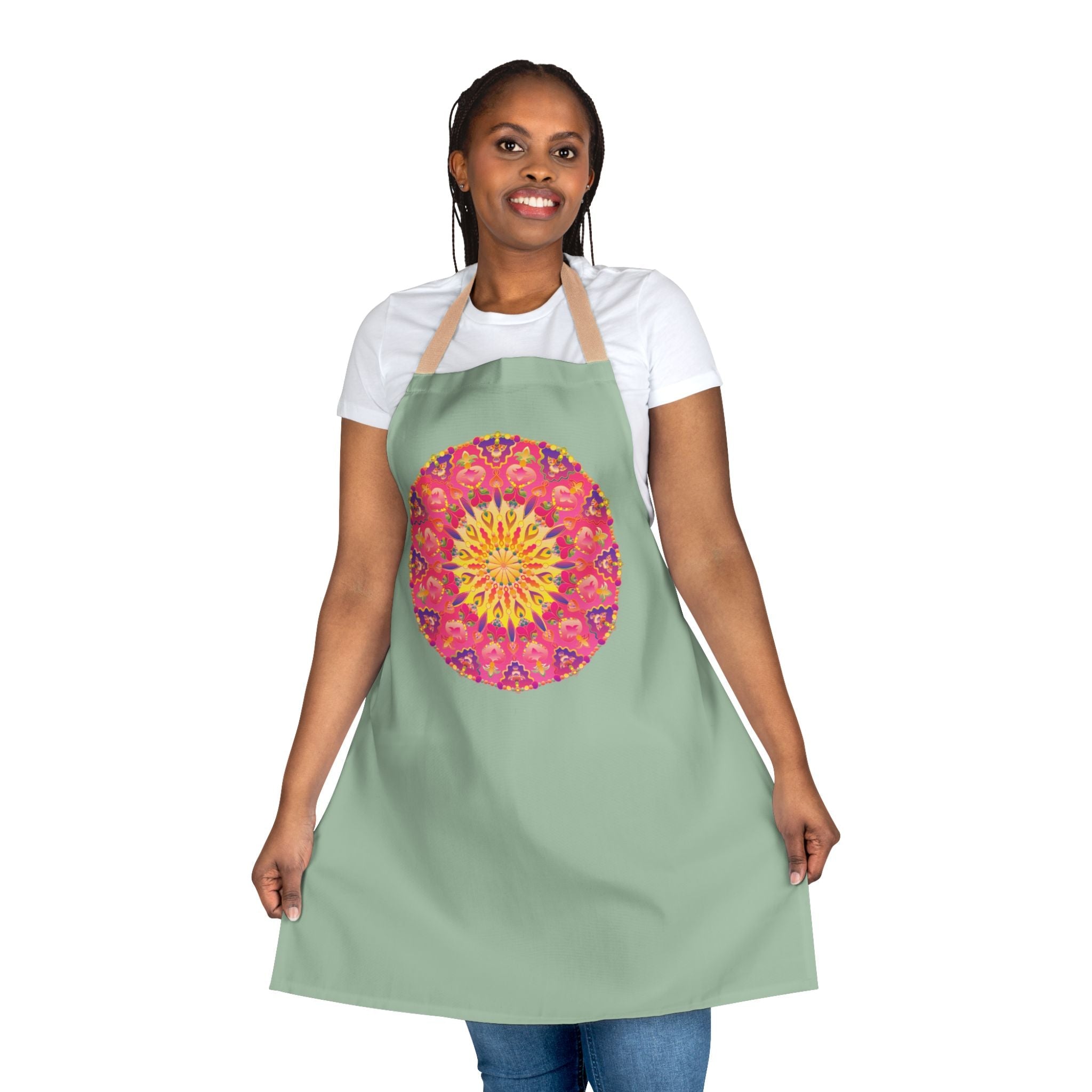 Sage Green Mandala Apron - Kitchen Art All Over Prints - Blululi