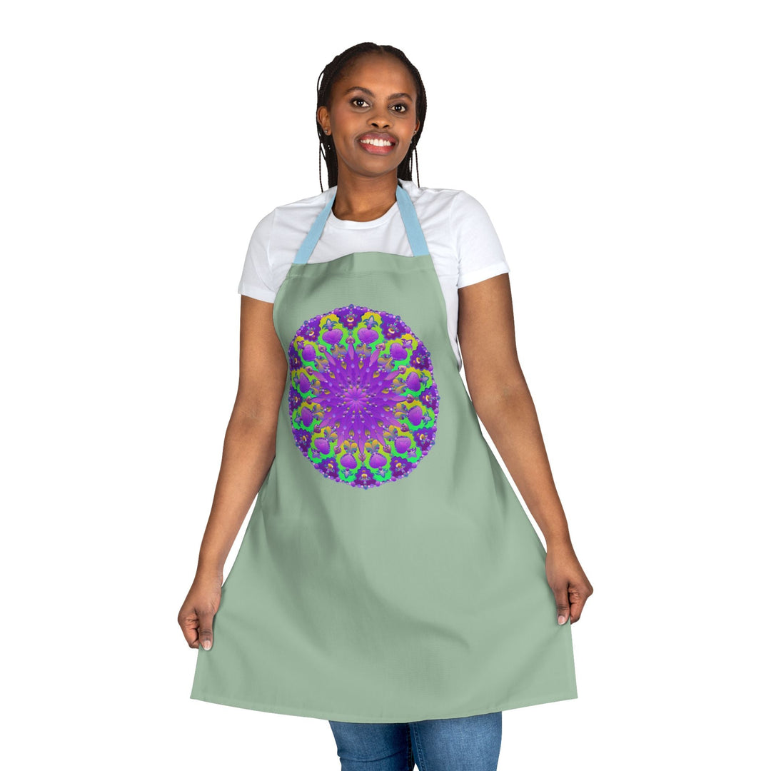 Sage Green Mandala Apron - Kitchen Art All Over Prints - Blululi