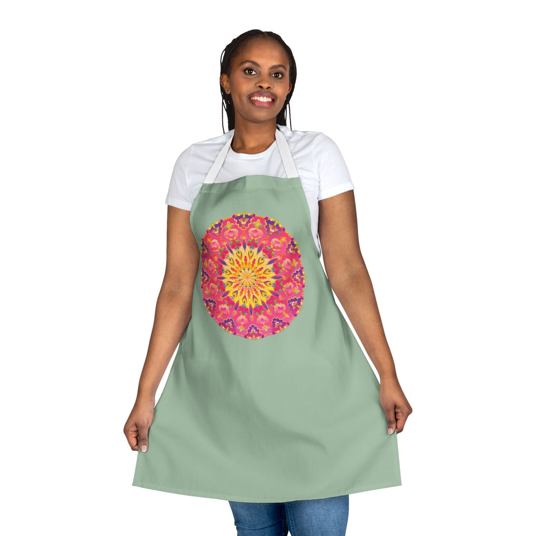 Sage Green Mandala Apron - Kitchen Art All Over Prints - Blululi