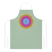 Sage Green Mandala Apron - Kitchen Art All Over Prints - Blululi