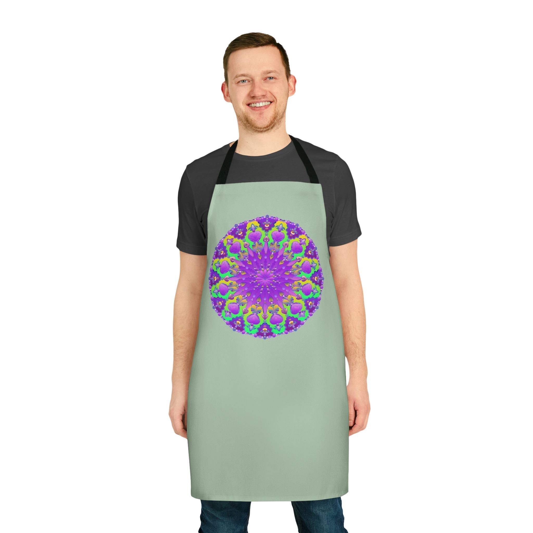 Sage Green Mandala Apron - Kitchen Art All Over Prints - Blululi