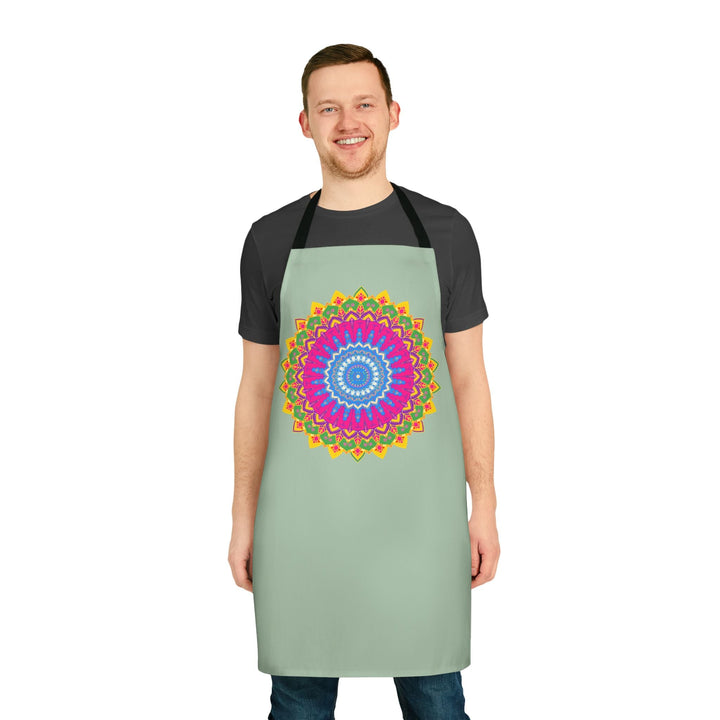 Sage Green Mandala Apron - Kitchen Art All Over Prints - Blululi