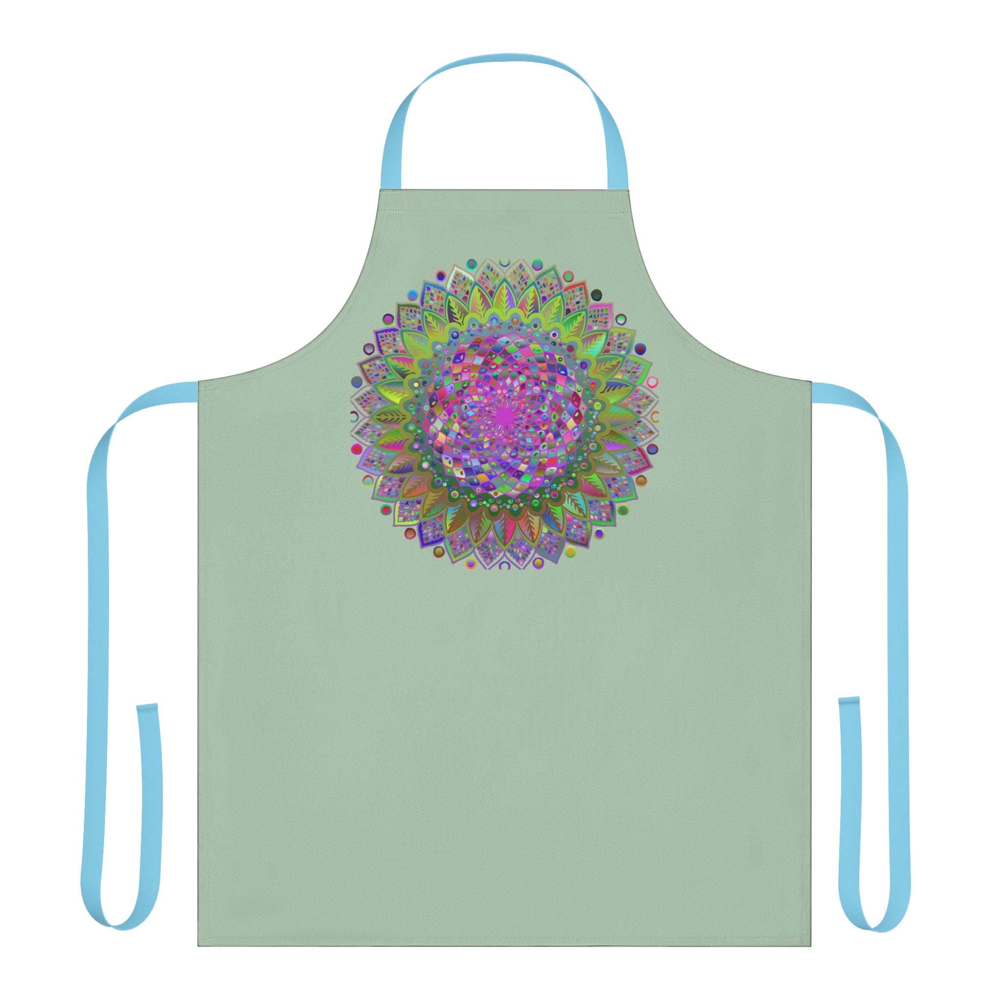 Sage Green Mandala Apron - Psychedelic Art All Over Prints - Blululi