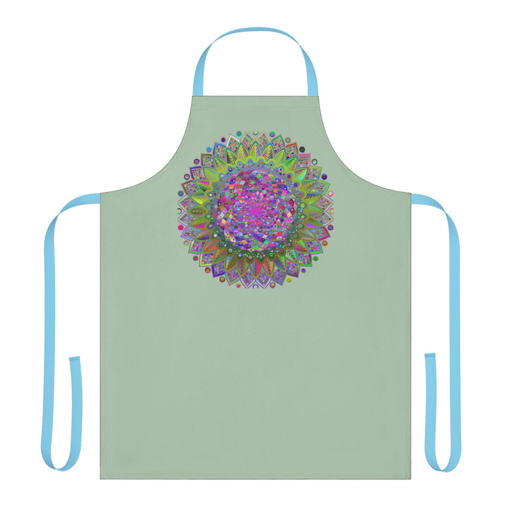 Sage Green Mandala Apron - Psychedelic Art All Over Prints - Blululi