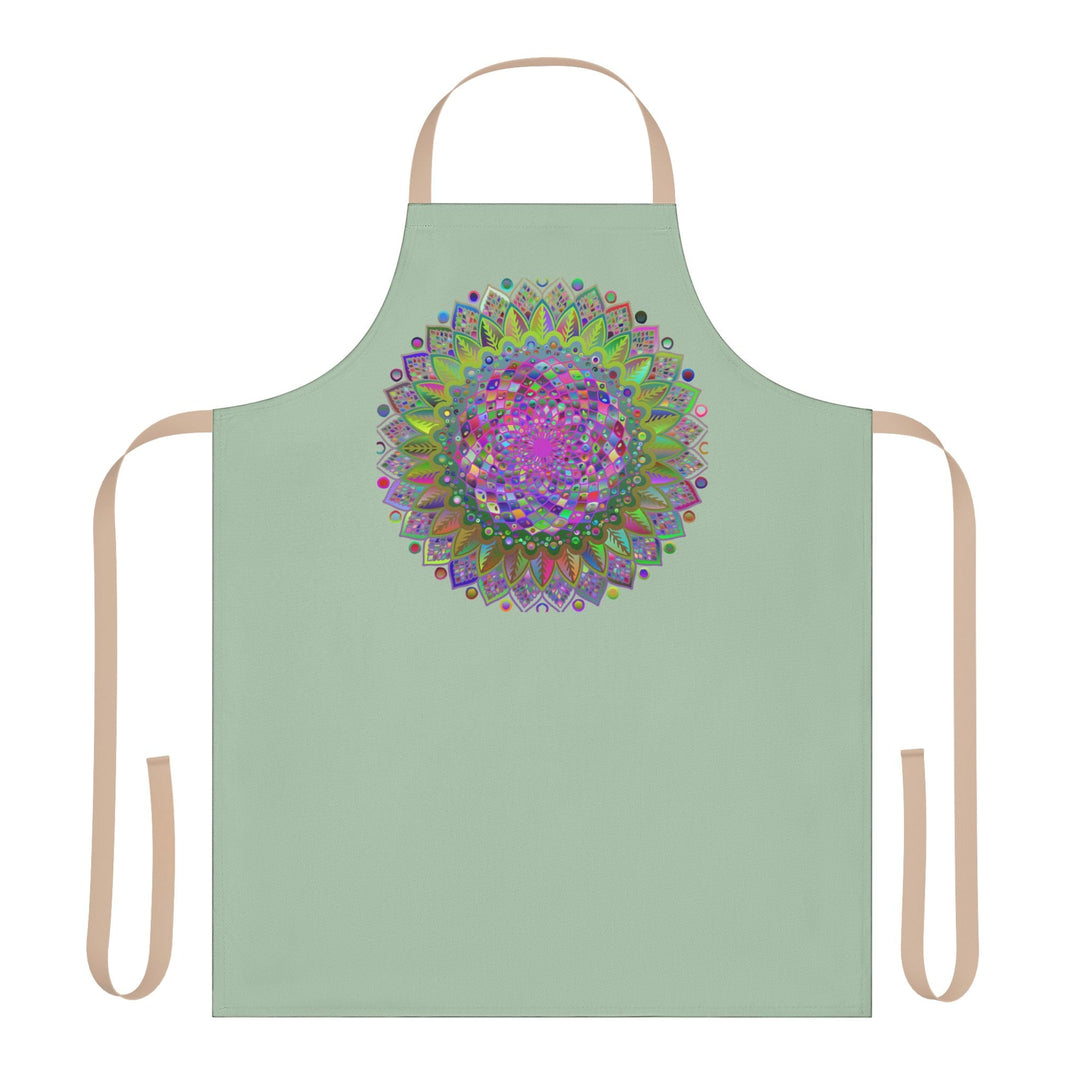 Sage Green Mandala Apron - Psychedelic Art All Over Prints - Blululi