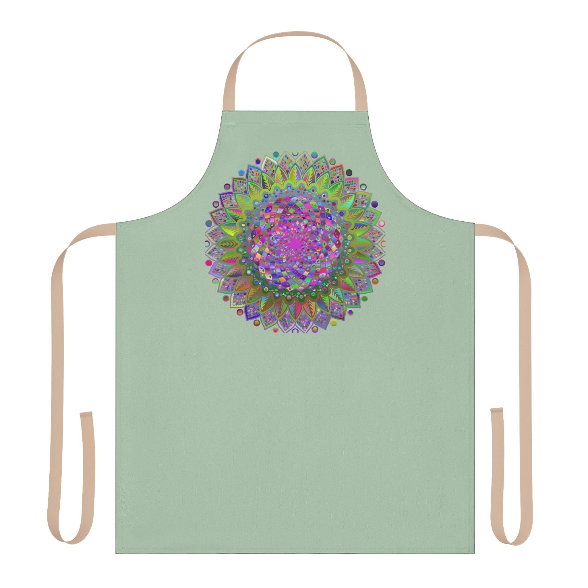 Sage Green Mandala Apron - Psychedelic Art All Over Prints - Blululi