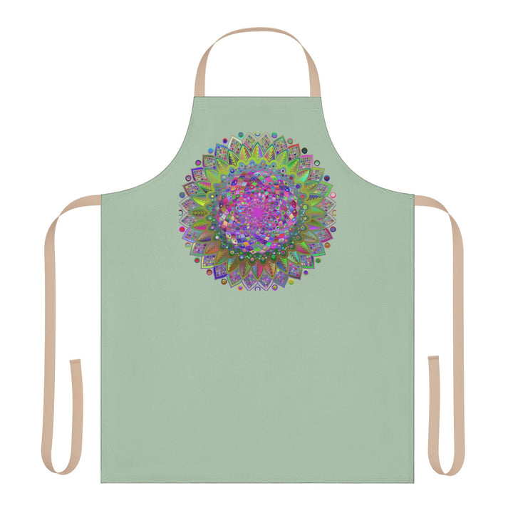 Sage Green Mandala Apron - Psychedelic Art All Over Prints - Blululi