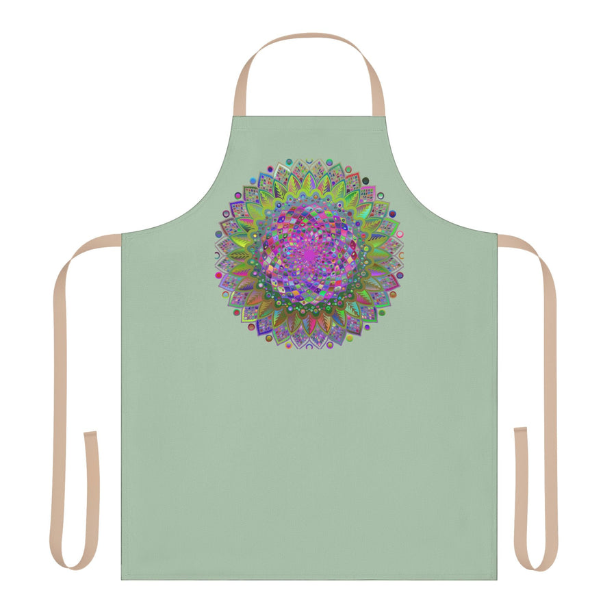 Sage Green Mandala Apron - Psychedelic Art All Over Prints - Blululi