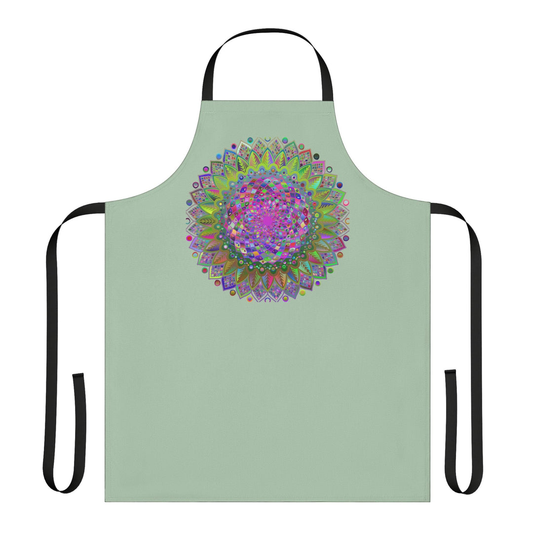 Sage Green Mandala Apron - Psychedelic Art All Over Prints - Blululi