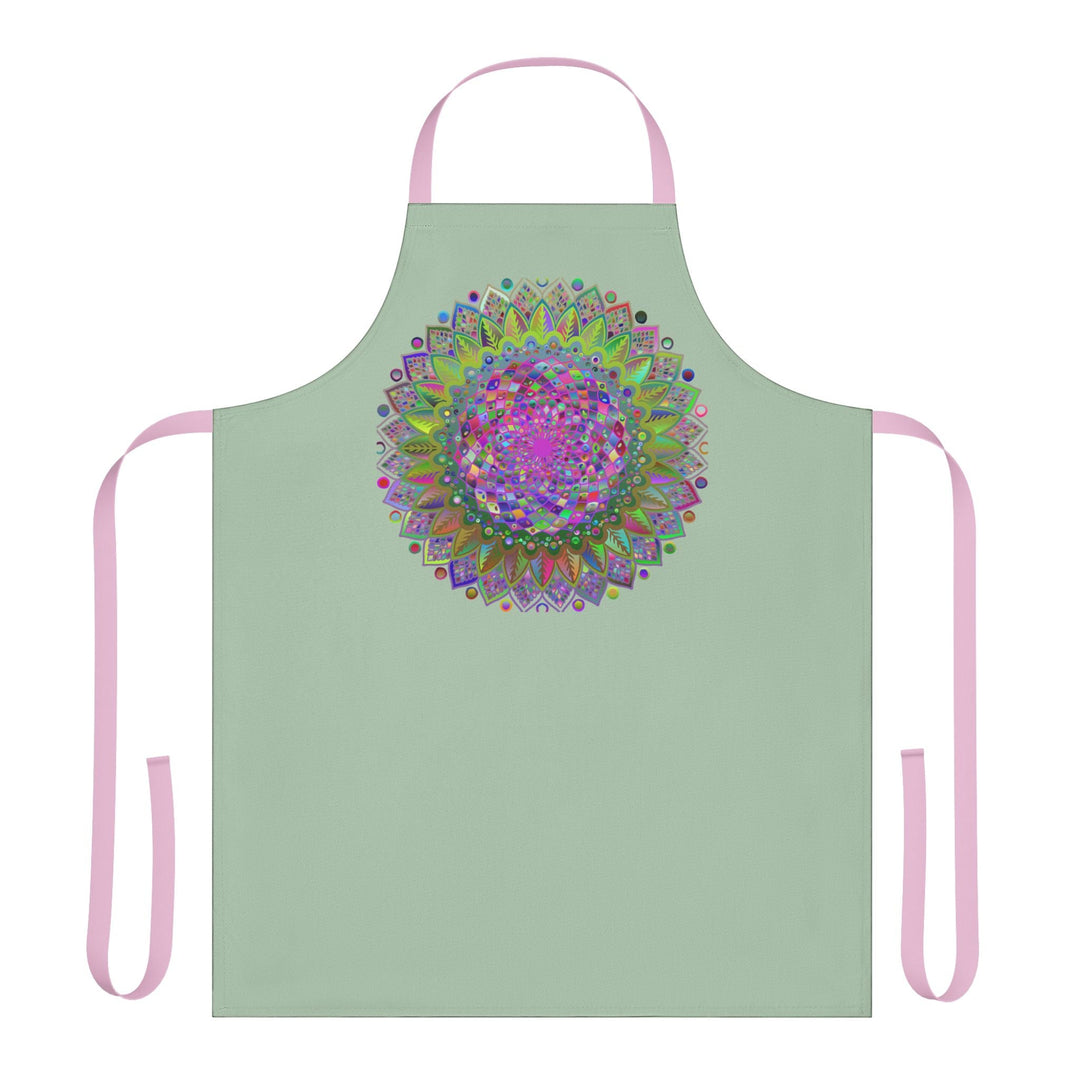 Sage Green Mandala Apron - Psychedelic Art All Over Prints - Blululi