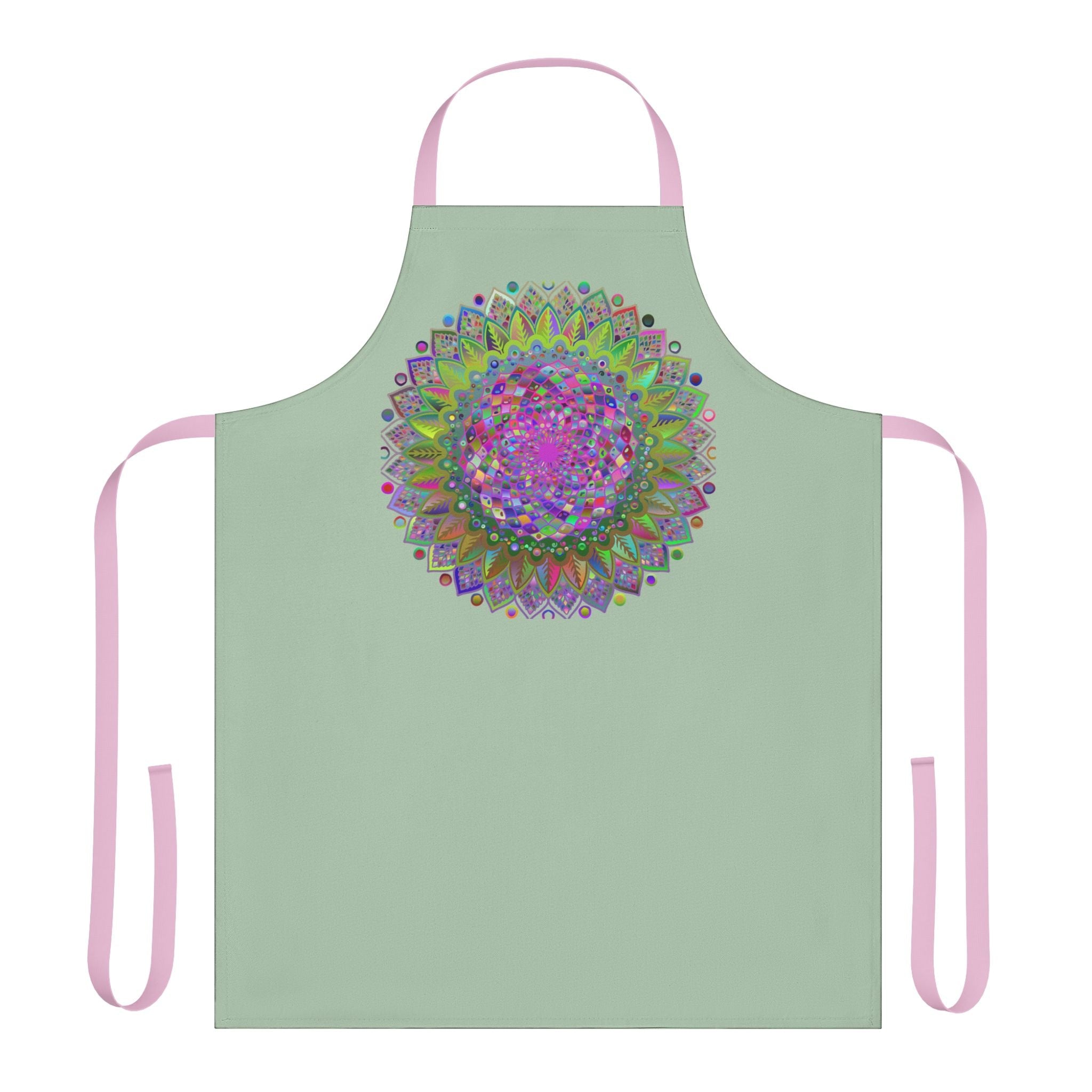 Sage Green Mandala Apron - Psychedelic Art All Over Prints - Blululi