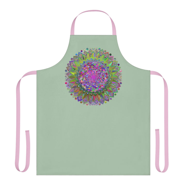 Sage Green Mandala Apron - Psychedelic Art All Over Prints - Blululi