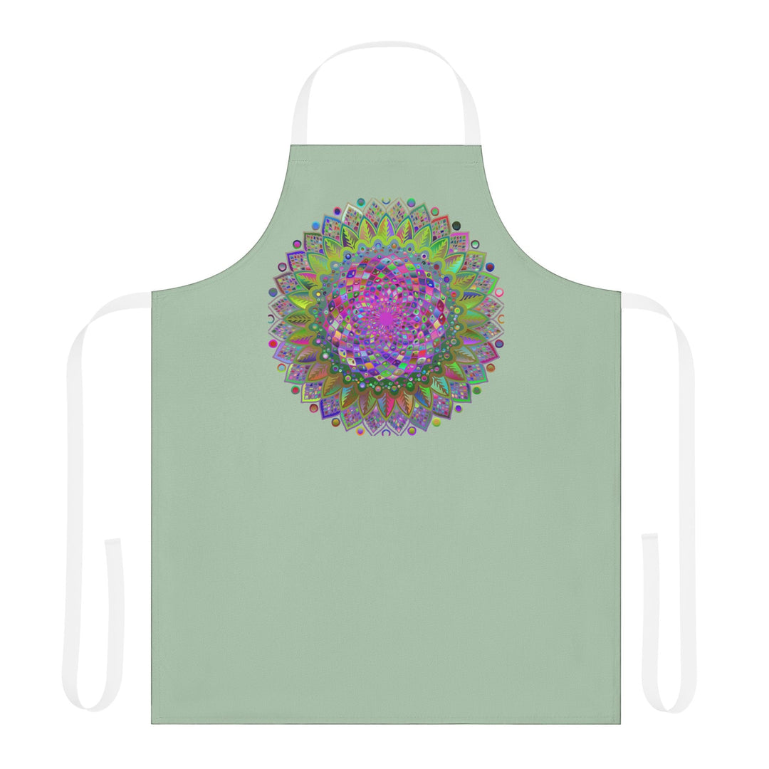 Sage Green Mandala Apron - Psychedelic Art All Over Prints - Blululi