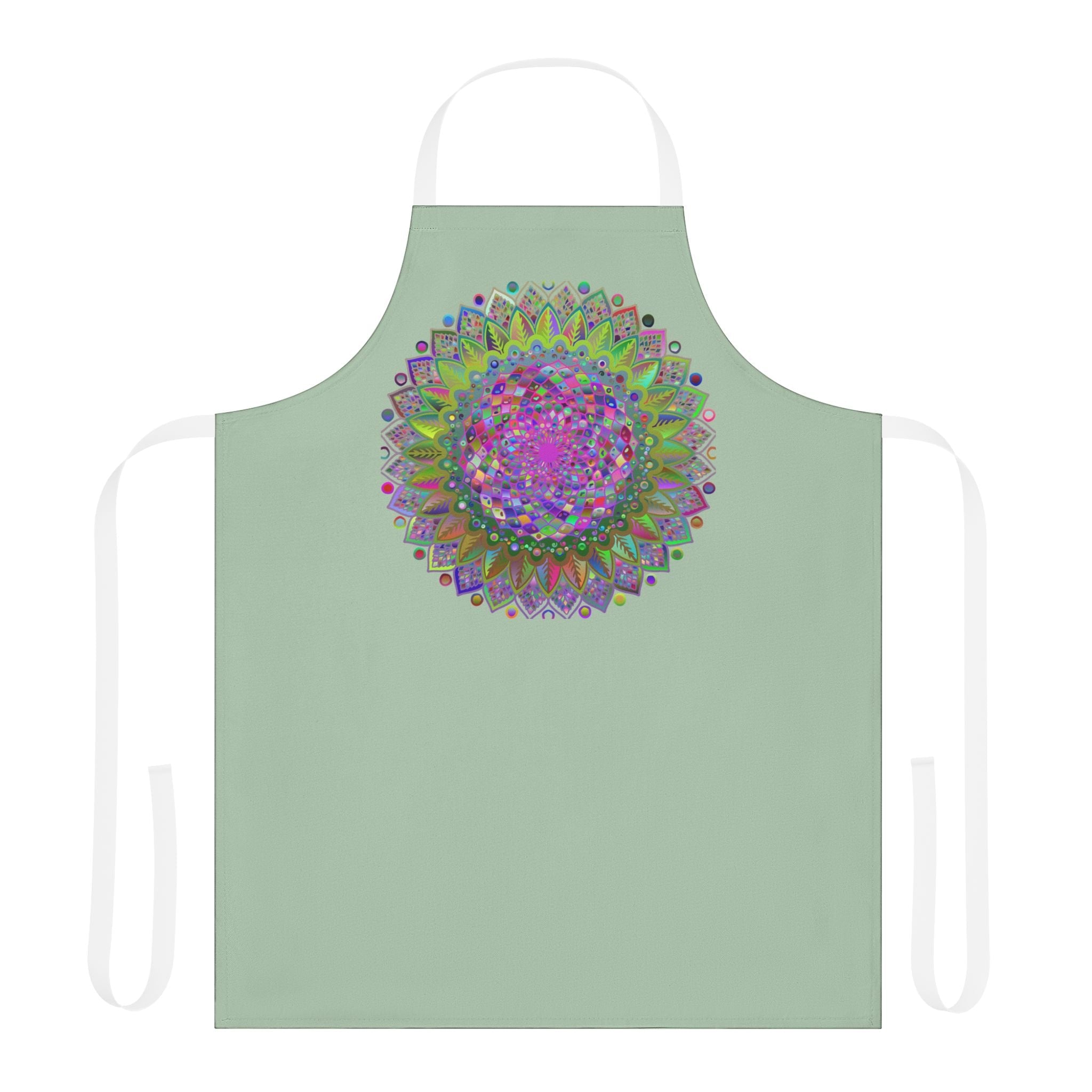 Sage Green Mandala Apron - Psychedelic Art All Over Prints - Blululi