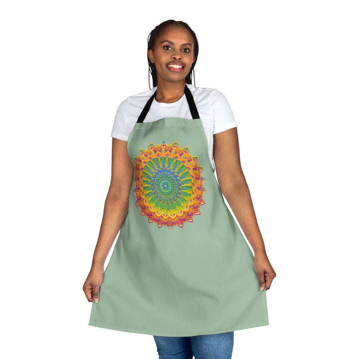 Sage Green Mandala Art Apron - Kitchen Decor All Over Prints - Blululi