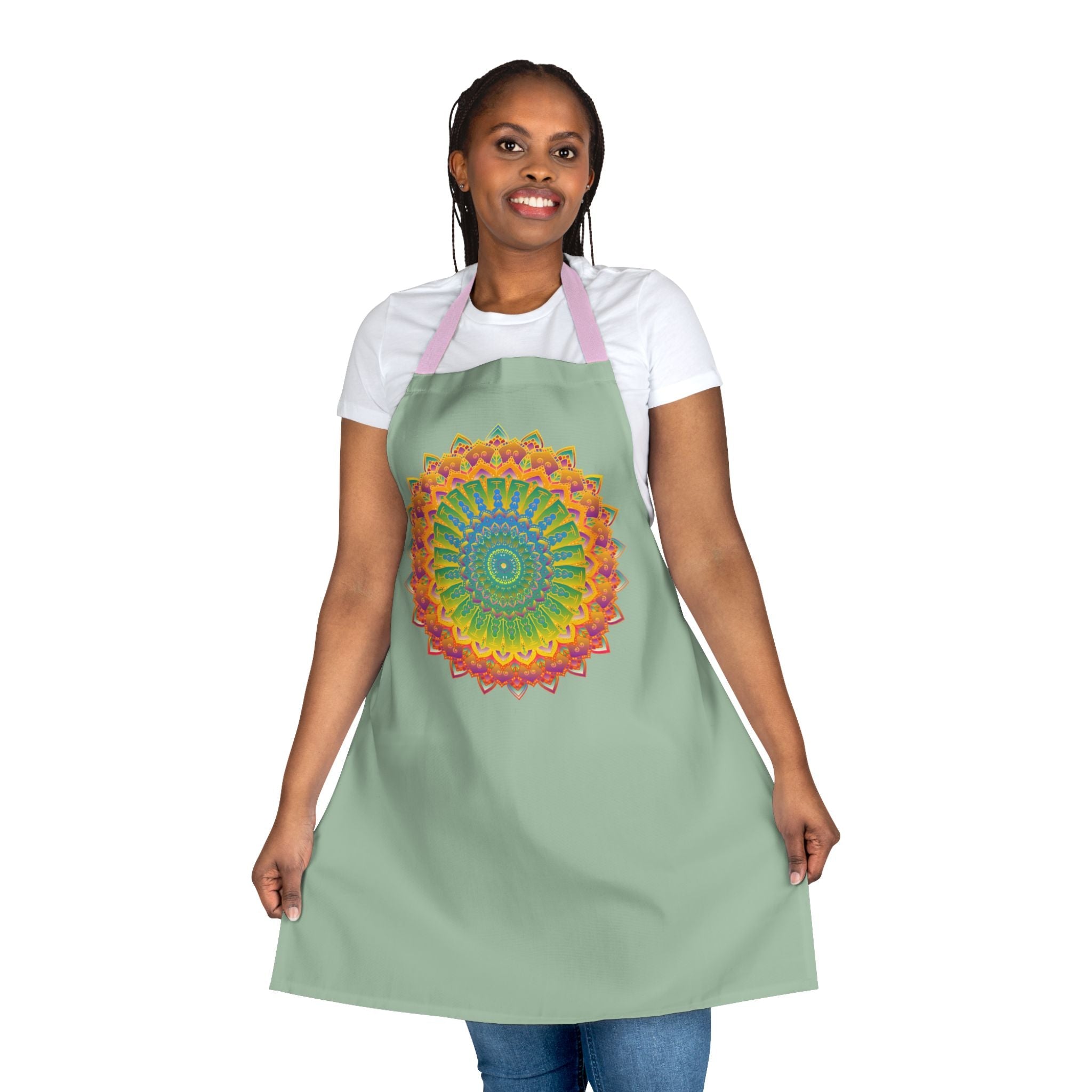 Sage Green Mandala Art Apron - Kitchen Decor All Over Prints - Blululi