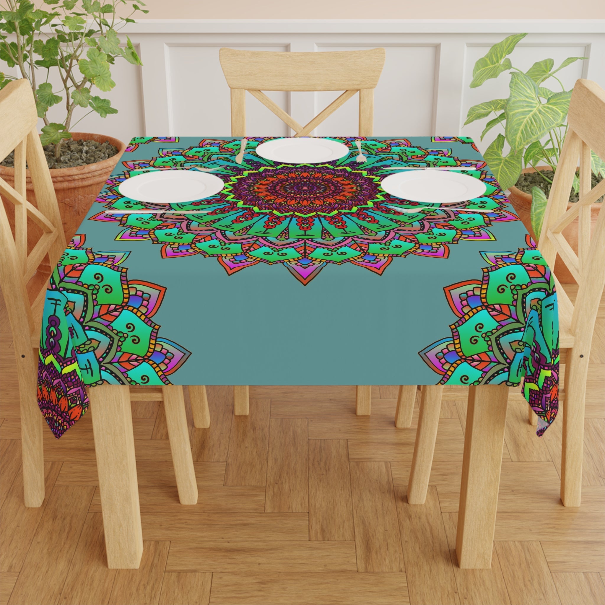 Sage Green Mandala Tablecloth - Boho Decor Home Decor - Blululi