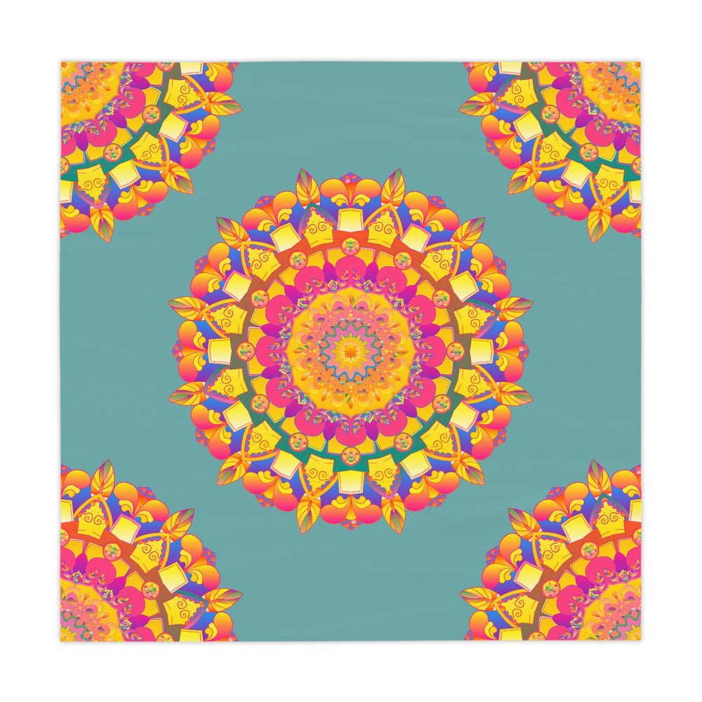 Sage Green Mandala Tablecloth - Colorful Floral Design Home Decor - Blululi