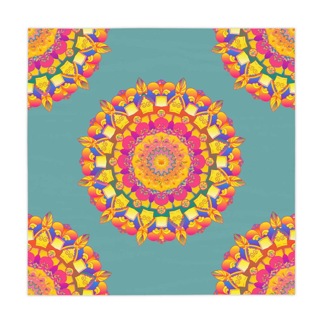 Sage Green Mandala Tablecloth - Colorful Floral Design Home Decor - Blululi