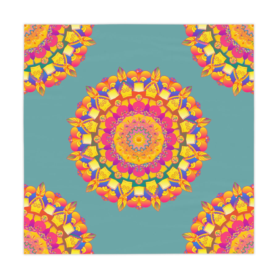 Sage Green Mandala Tablecloth - Colorful Floral Design Home Decor - Blululi
