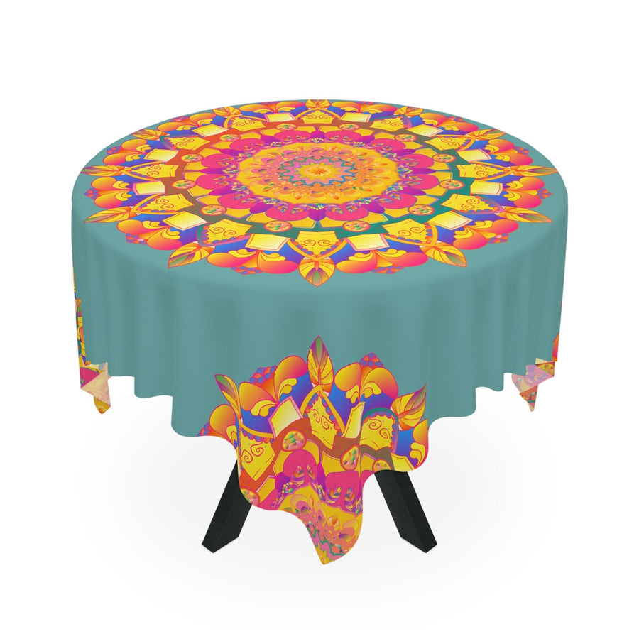 Sage Green Mandala Tablecloth - Colorful Floral Design Home Decor - Blululi