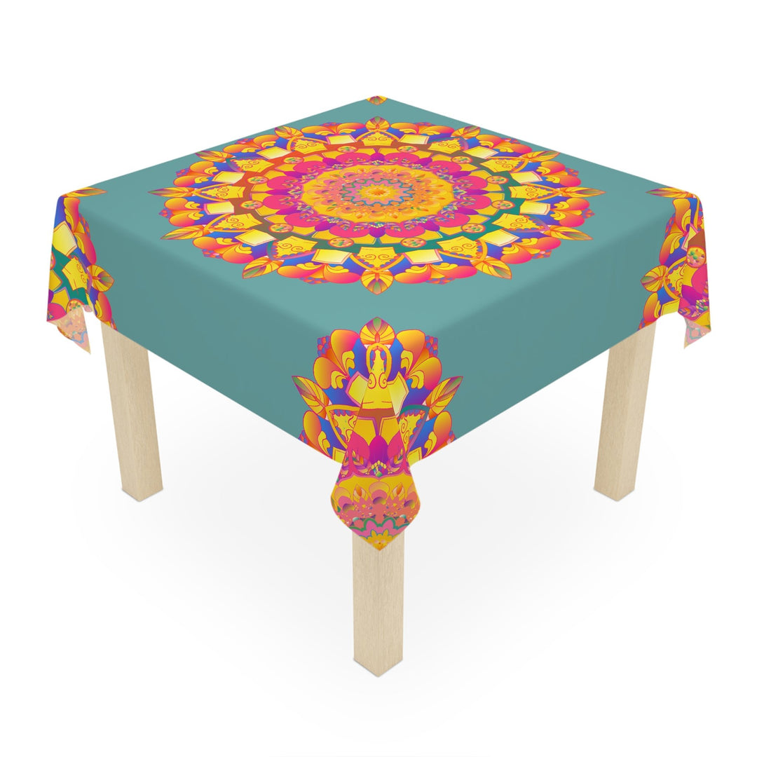 Sage Green Mandala Tablecloth - Colorful Floral Design Home Decor - Blululi