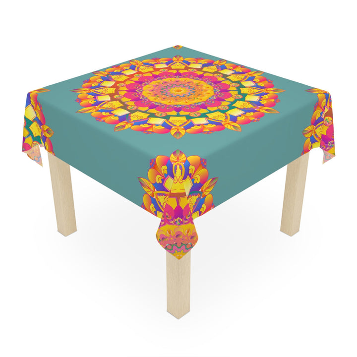 Sage Green Mandala Tablecloth - Colorful Floral Design Home Decor - Blululi