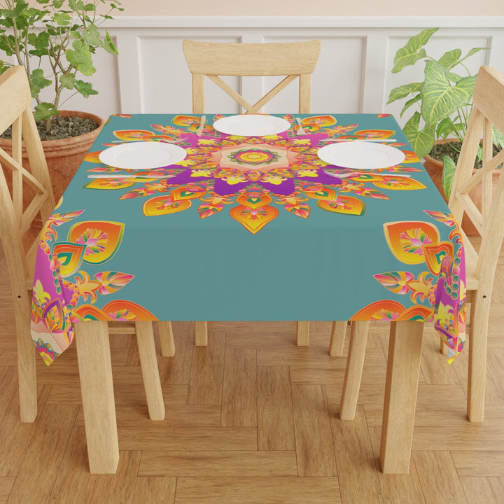 Sage Green Mandala Tablecloth - Floral Design Home Decor - Blululi