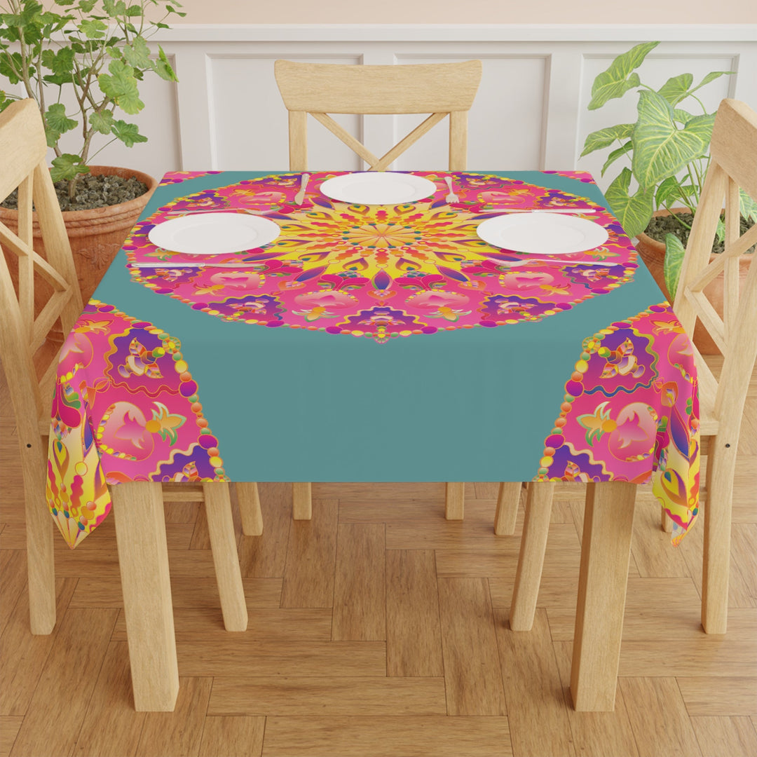 Sage Green Mandala Tablecloth - Intricate Design Home Decor - Blululi