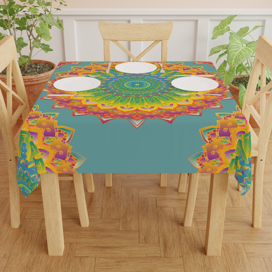 Sage Green Mandala Tablecloth - Intricate Design Home Decor - Blululi